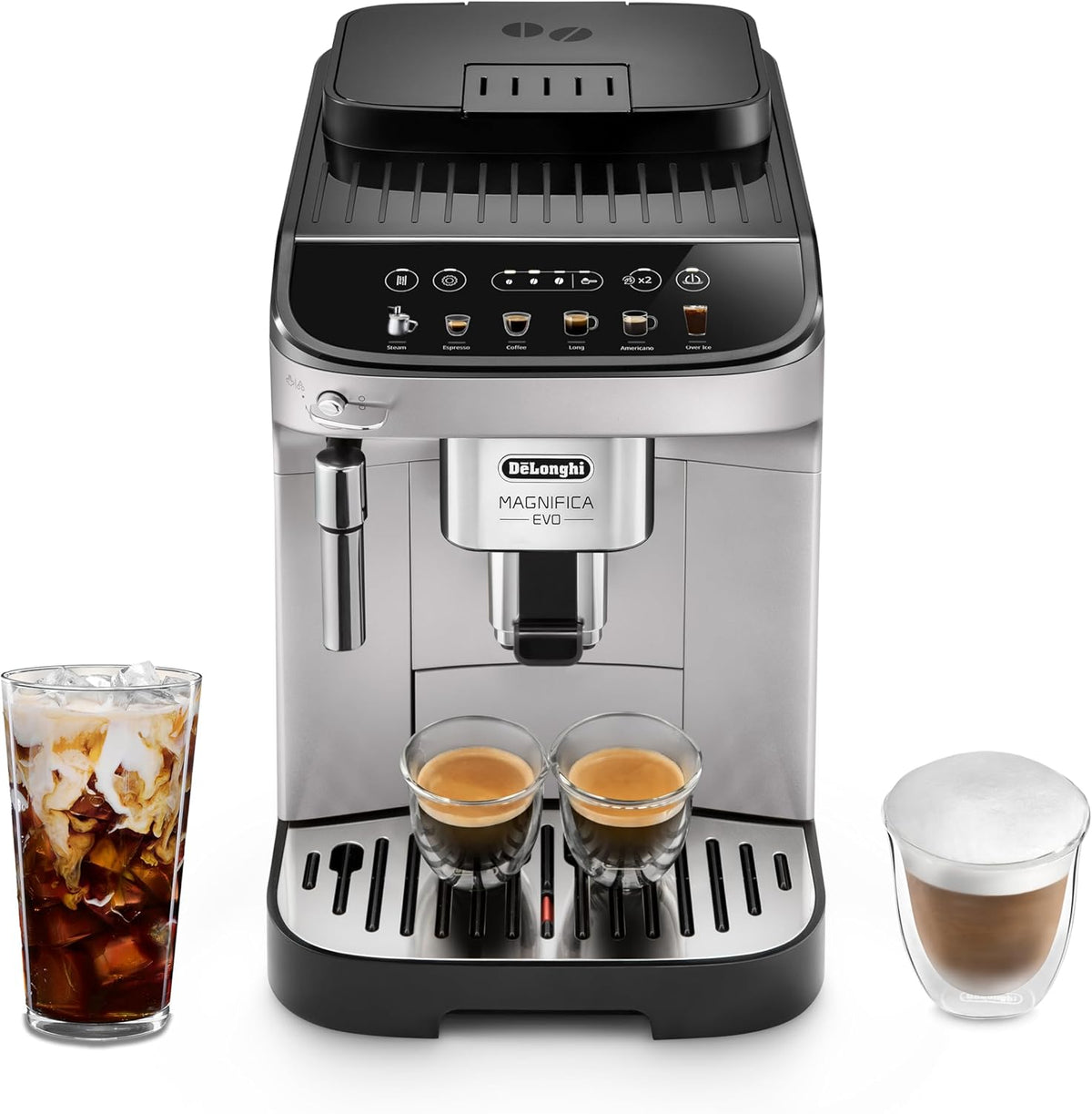 De'Longhi Magnifica Evo Automatic Espresso Coffee Machine with Manual Milk Frother, Built-in Grinder Auto-Clean Function - For Latte, Cappuccino, Americano, Iced Coffee, ECAM29043SB(Magnifica Evo with Manual Milk Frother)
