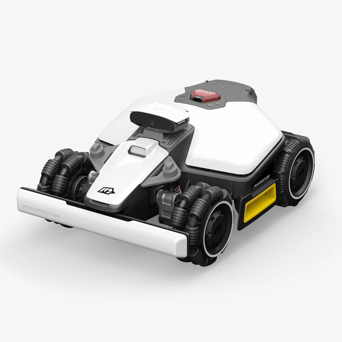 Robot tondeuse MAMMOTION LUBA mini AWD 800. Conception sans fil pour une installation simple. Tonte automatique pour pelouses jusqu’à 1 000 m²(Blanc/Noir/Jaune)