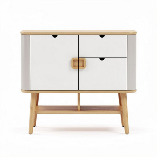 Meuble de rangement en bois avec 3 tiroirs et surface blanche 80 x 40 x 75cm