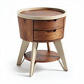 Table de chevet en bois marron avec deux tiroirs et une étagère 40 x 40 x 60cm