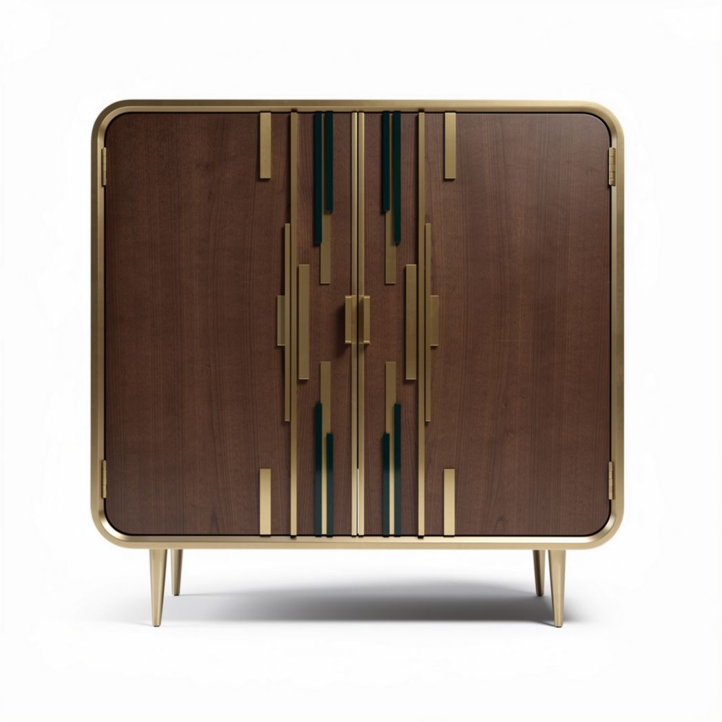 Buffet en bois avec finitions en métal doré dimensions 80 x 40 x 85cm