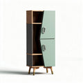 Armoire moderne en bois avec finitions vertes et pieds en bois 80 x 45 x 120cm