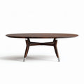 Table ronde en bois foncé avec pieds en métal 200 x 100 x 75cm