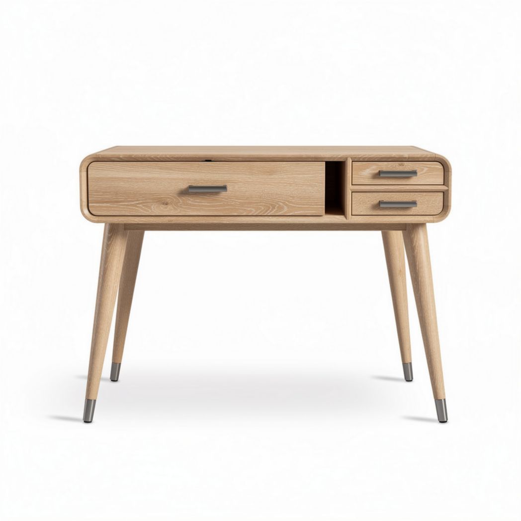 Bureau en bois clair avec tiroirs 120 x 60 x 75 cm pour espace de travail