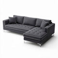Canapé d'angle en tissu gris foncé avec coussins décoratifs 220 x 90 x 85cm