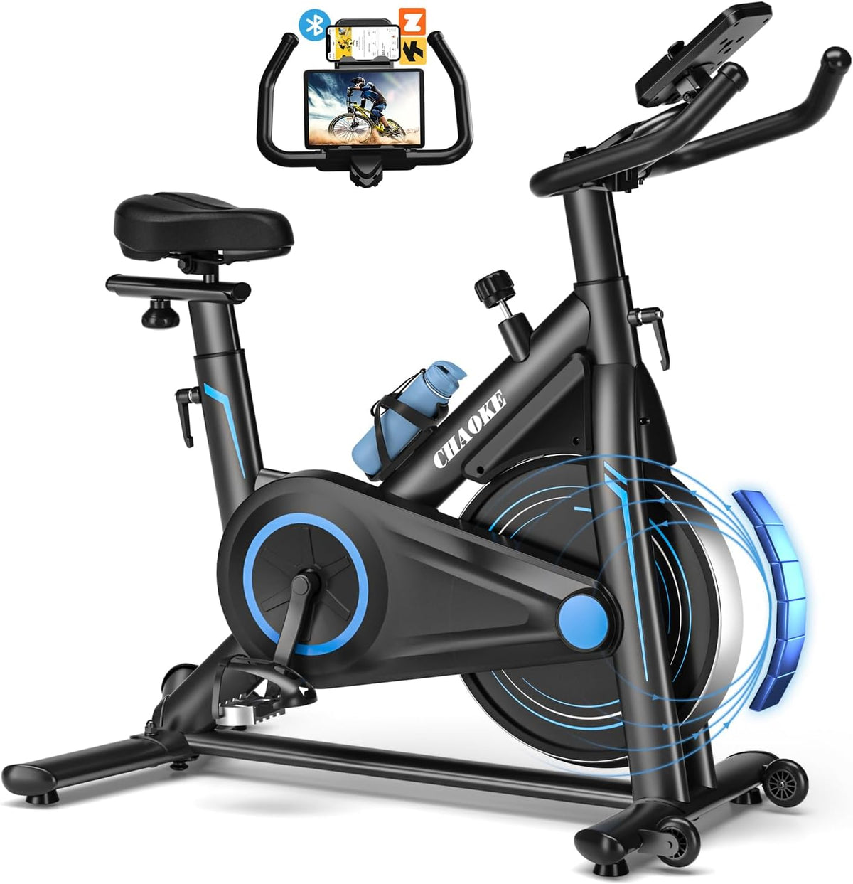 Velo d Appartement Silencieux avec Résistance Magnétique Réglable, Vélo d'appartement avec APP, Vélo d'exercice Moniteur LCD, Siège Confortable, Pour Entraînement Cardio, Capacité 160KG([Mise à niveau] Magnétron + APP - Rouge)