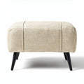 Pouf en tissu beige de 60 x 50 x 40 cm avec pieds noirs