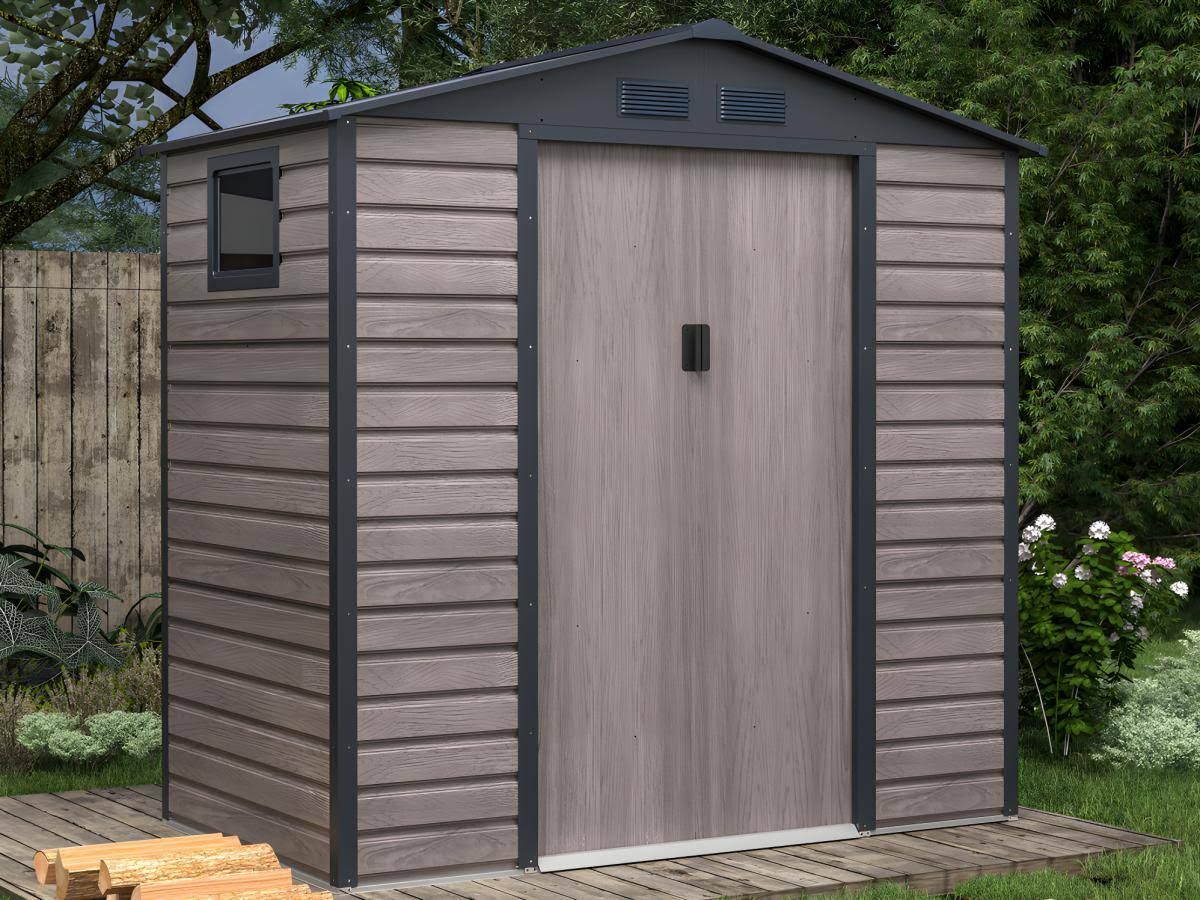 Vente-Unique Cabane de jardin Adelmo L.203 X L.117 X H.213 Cm(Gris/Marron)