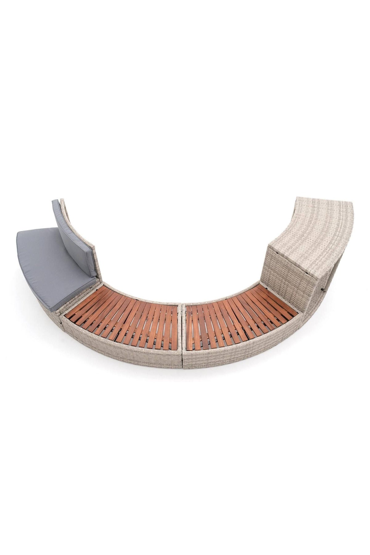 Revêtement Spa Hydromassage K2O Half Surround 180 289x45x56cm Set Semi-Circulaire 4 pièces Marchepieds(Gris/Marron)